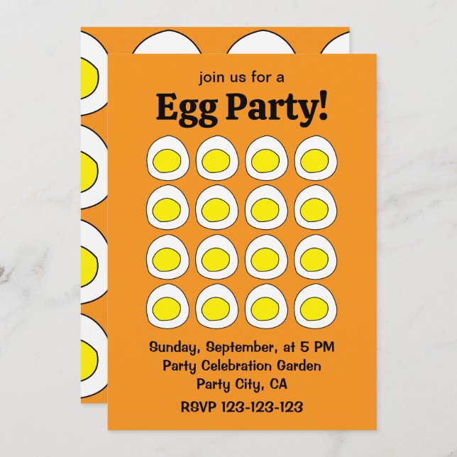 Egg Yolk Eggs Party Invitation (Front/Back)