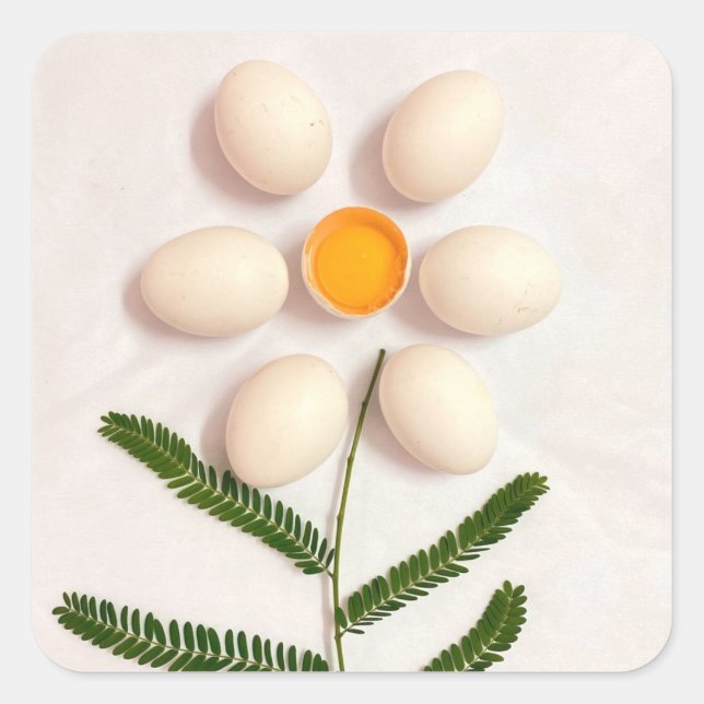 Egg Yolk Flower Square Sticker (Front)