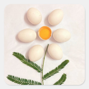 Egg Yolk Flower Square Sticker