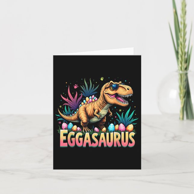 Eggasaurus Easter Stegosaurus Dinosaur Boys Kids T Card (Front)