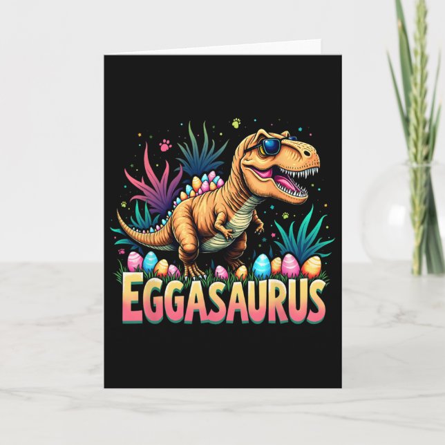 Eggasaurus Easter Stegosaurus Dinosaur Boys Kids T Card (Front)