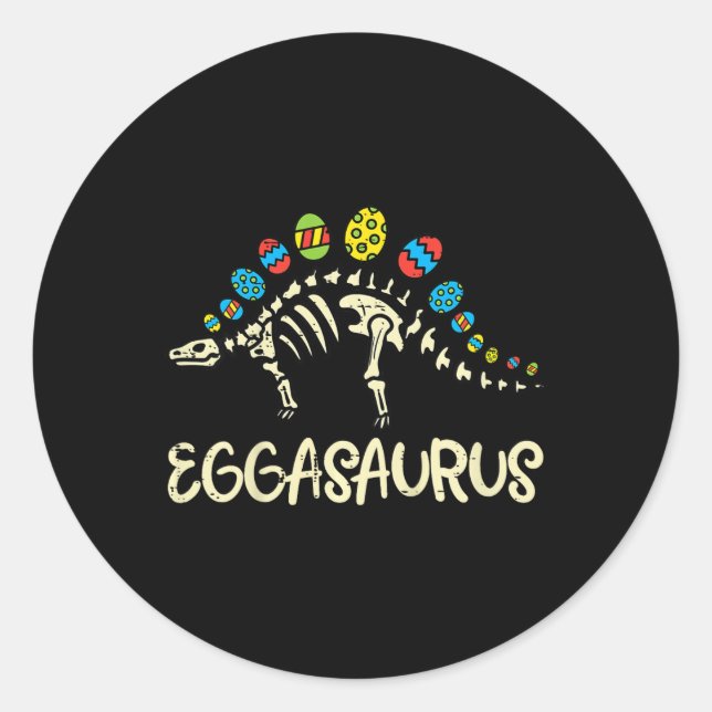 Eggasaurus Easter Stegosaurus Dinosaur Boys Kids T Classic Round Sticker (Front)