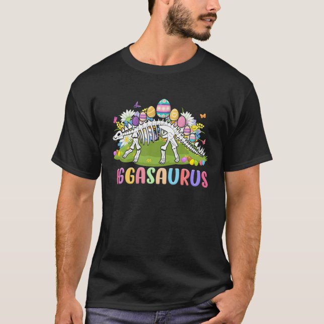 Eggasaurus Stegosaurus Egg Dinosaur Happy Easter D T-Shirt (Front)
