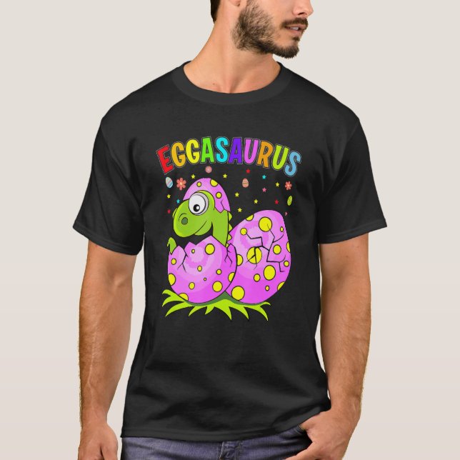 Eggasaurus Stegosaurus Happy Easter Eggs Dinosaur  T-Shirt (Front)