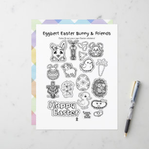 Eggbert Easter bunny and friends! Paper Sheet