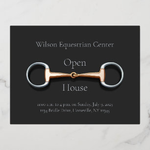 Eggbutt Snaffle Bit Equestrian Business Foil Invitation Postcard