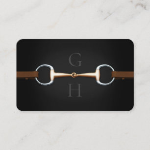 Eggbutt Snaffle Bit & Laced Reins Double Monogram Business Card