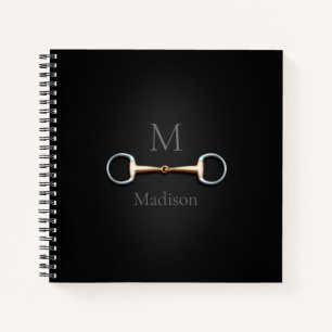 Eggbutt Snaffle Bit Monogrammed  8x8 Equestrian Notebook