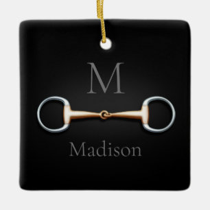 Eggbutt Snaffle Bit Monogrammed Equestrian Ceramic Ornament