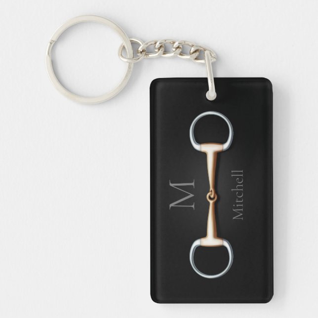 Eggbutt Snaffle Bit Monogrammed Equestrian Key Ring (Front)