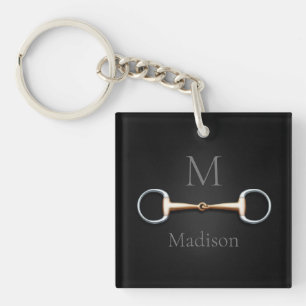 Eggbutt Snaffle Bit Monogrammed Equestrian Key Ring