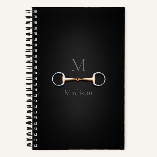 Eggbutt Snaffle Bit Monogrammed Equestrian Notebook (Front)