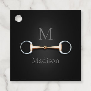 Eggbutt Snaffle Bit Monogrammed Equestrian Square Favour Tags