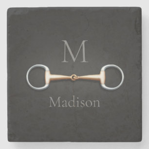 Eggbutt Snaffle Bit Monogrammed Equestrian Stone Coaster