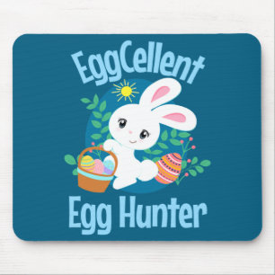 Eggcellent Egg Hunter Cute Easter Bunny Quote Sayi Mouse Pad