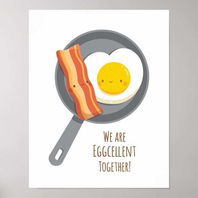 Eggcellent Together Cute Bacon and Egg Wall Decor (Front)