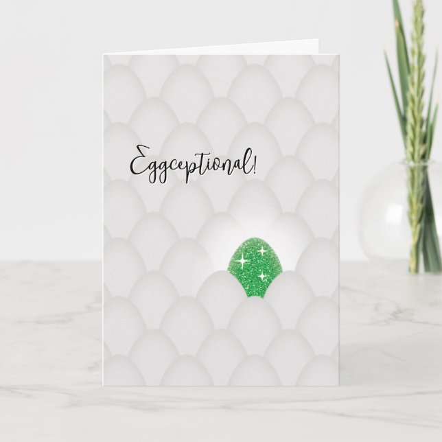 Eggceptional! Green Glitter Egg Congratulations Card (Front)