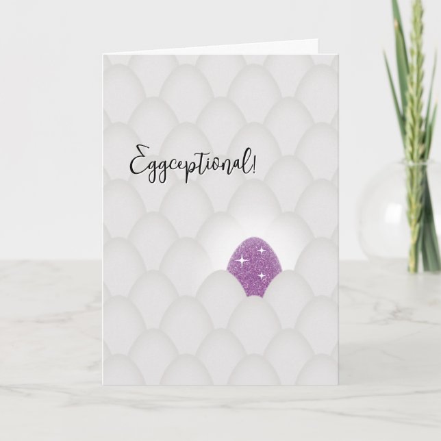 Eggceptional! Purple Glitter Egg Congratulations Card (Front)