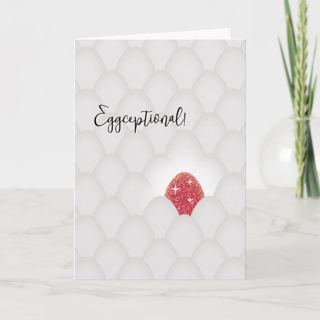 Eggceptional! Red Glitter Egg Congratulations Card (Front)
