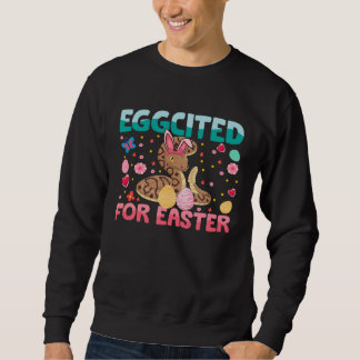 Eggcited For Easter Bunny Ball Python Rabbit Kids Sweatshirt