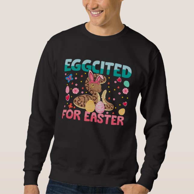 Eggcited For Easter Bunny Ball Python Rabbit Kids Sweatshirt (Front)