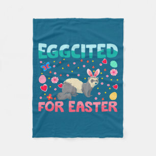 Eggcited For Easter Bunny Ferret Rabbit Kids Fleece Blanket