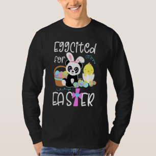 Eggcited For Easter Eggs Panda Bunny Chick Funny Q T-Shirt