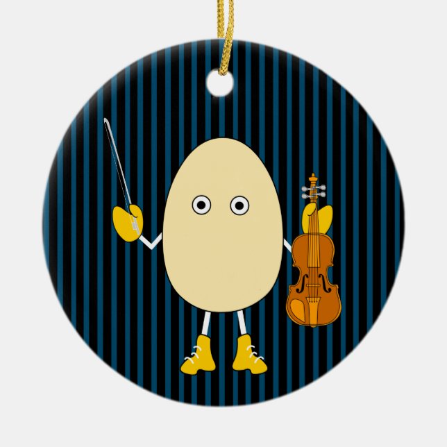 Egghead Violinist Ceramic Ornament (Front)