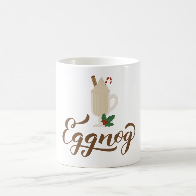 Eggnog calligraphy lettering and glass coffee mug (Center)