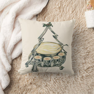 Eggnog in a Vintage Christmas Tree Punch Bowl Cushion
