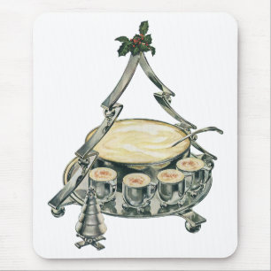 Eggnog in a Vintage Christmas Tree Punch Bowl Mouse Pad