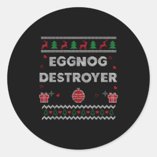 Eggnog Lover Funny Ugly Christmas Style Xmas Gift Classic Round Sticker