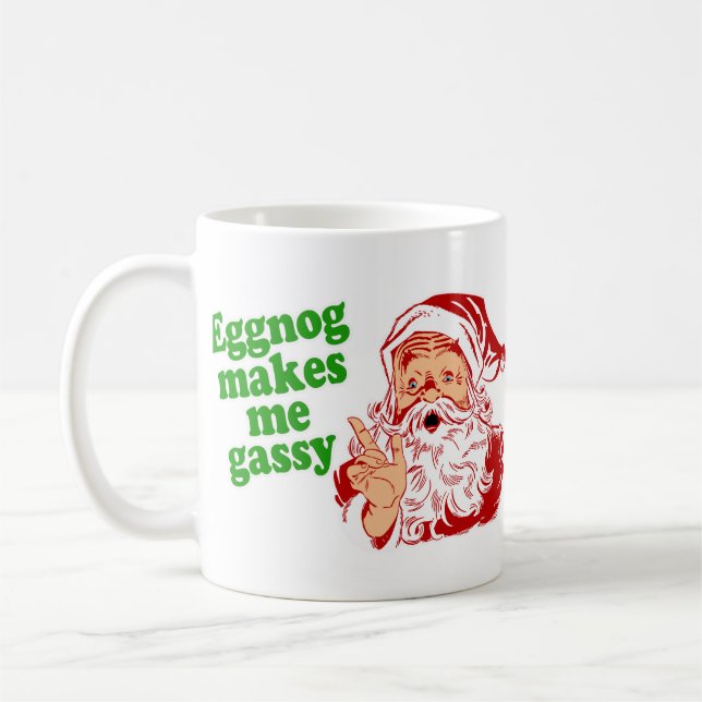 Eggnog Makes Santa Fart Coffee Mug (Left)