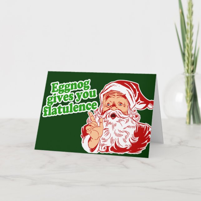 Eggnog Makes Santa Fart Holiday Card (Front)