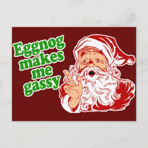 Eggnog Makes Santa Fart Holiday Postcard