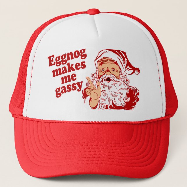 Eggnog Makes Santa Flatulent Trucker Hat (Front)