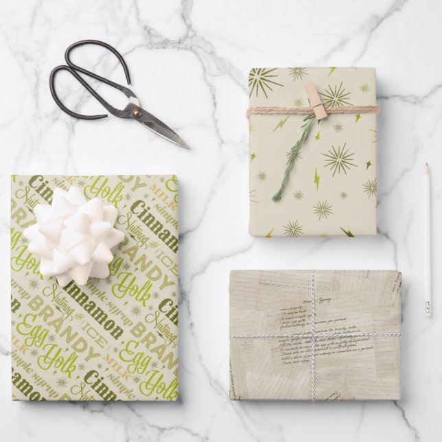 Eggnog Recipe Collection - Avocado Wrapping Paper Sheet (Front)