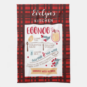 Eggnog Recipe Festive Christmas Custom Tea Towel