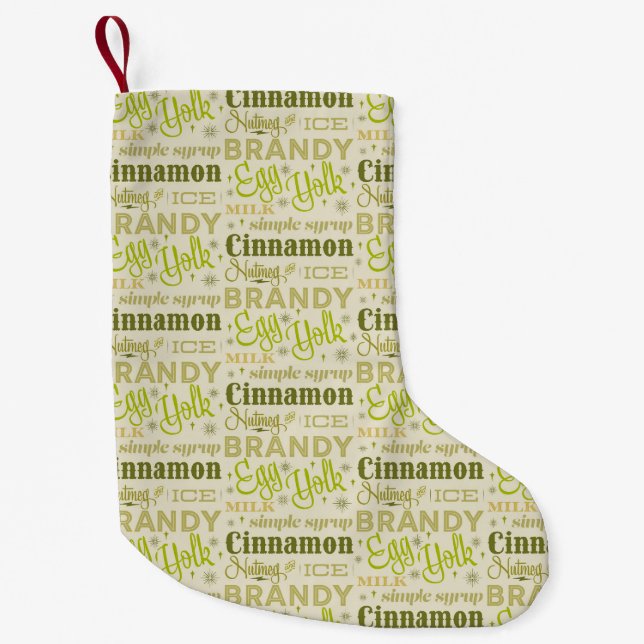 Eggnog Typography - Avocado Small Christmas Stocking (Front)