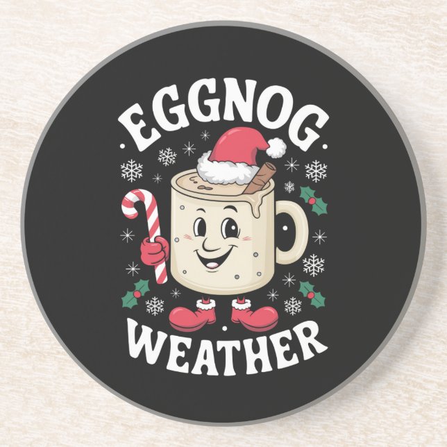 Eggnog Weather Christmas Retro Christmas Coaster (Front)