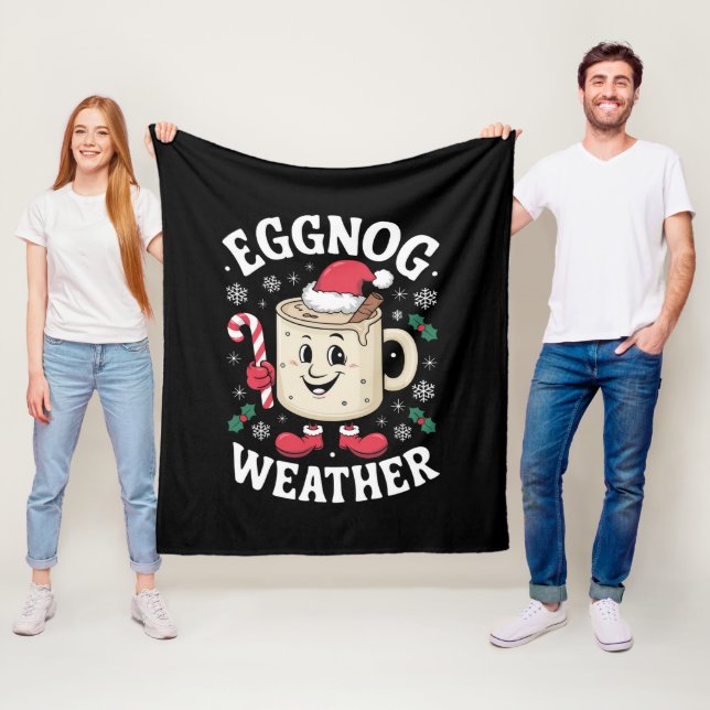 Eggnog Weather Christmas Retro Christmas Fleece Blanket (In Situ)