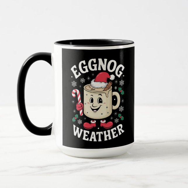 Eggnog Weather Christmas Retro Christmas Mug (Left)