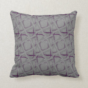 Eggplant and Grey Abstract Contemporary Cushion