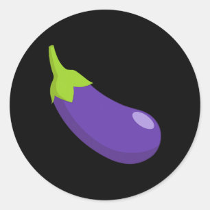 Eggplant And Peach Matching Couple Icon Emoticon C Classic Round Sticker