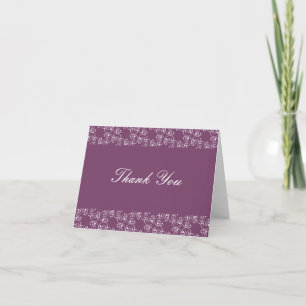 Eggplant and White Spiral Swirls Thank You Note Card