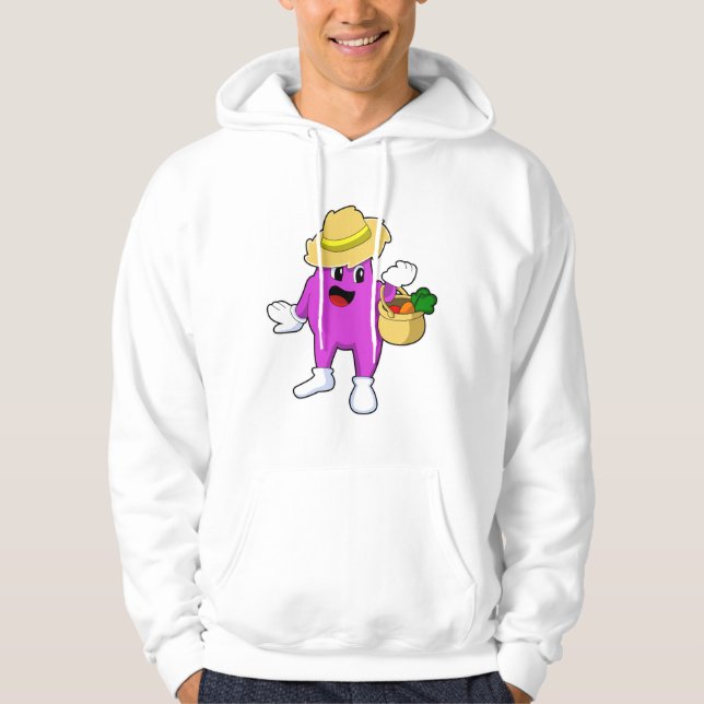 Eggplant as Farmer with Carrot Hoodie (Front)