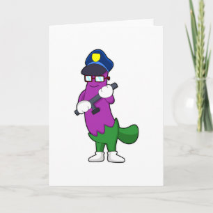 Eggplant as Police officer with Baton Card