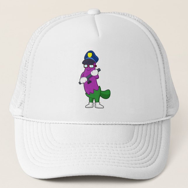 Eggplant as Police officer with Baton Trucker Hat (Front)