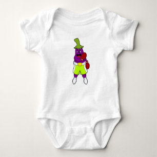 Eggplant at Boxing with Boxing gloves Baby Bodysuit