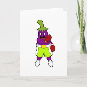Eggplant at Boxing with Boxing gloves Card